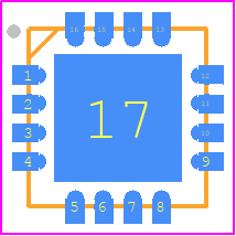 GS2988-INE3 - SEMTECH PCB footprint - Quad Flat No-Lead - Quad Flat No-Lead - 16-pin QFN