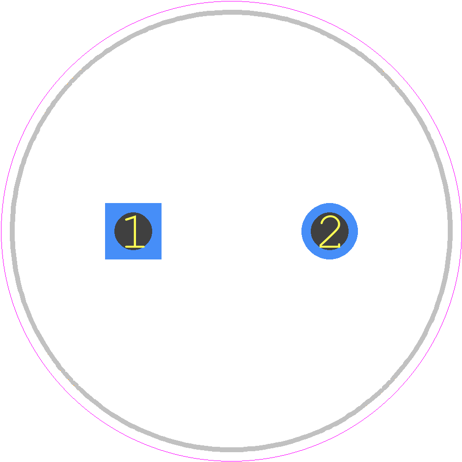 LLS2A222MELZ - Nichicon PCB footprint - Capacitor, Polarized Radial Diameter - Capacitor, Polarized Radial Diameter - 22x45