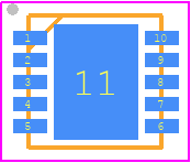 NCV51510MWTAG - onsemi PCB footprint - Small Outline No-lead - Small Outline No-lead - DFN10, 3x3, 0.5P CASE 485C ISSUE F