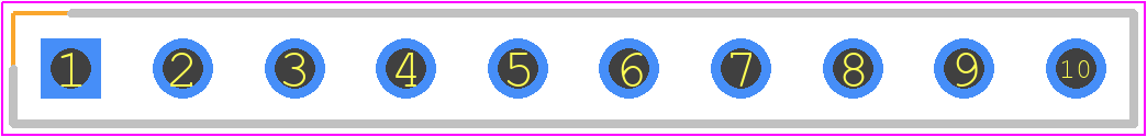 A2-10PA-2.54DSA(71) - Hirose PCB footprint - Header, Vertical - Header, Vertical - A2-10PA-2.54DSA(71)