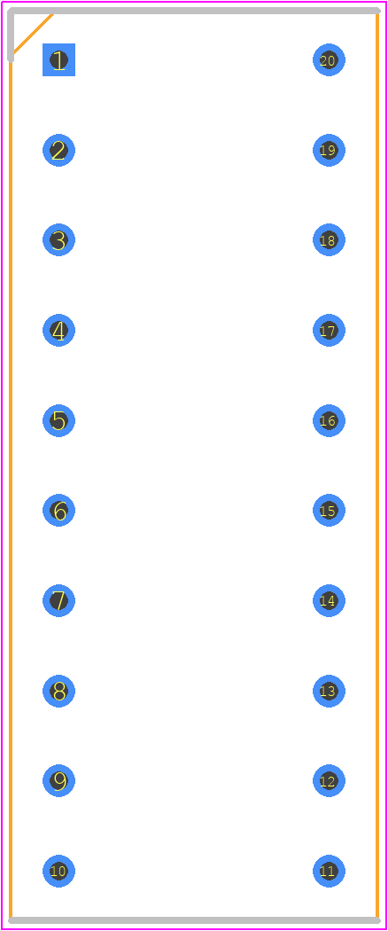 SSA-LXB10HW-GF/LP - Lumex PCB footprint - Dual-In-Line Sockets - Dual-In-Line Sockets - 20-Pin DIP