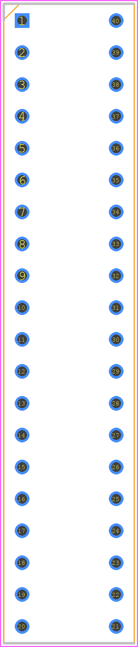 SSA-LXB20G14Y3I3W - Lumex PCB footprint - Dual-In-Line Sockets - Dual-In-Line Sockets - 40-Pin DIP