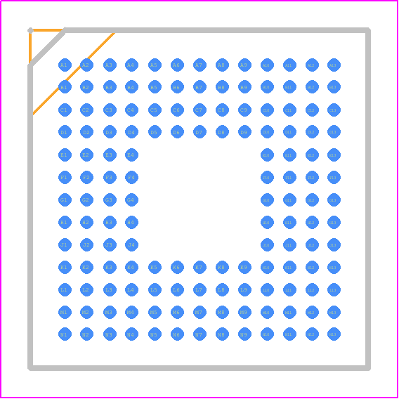 PCI2040GGU - Texas Instruments PCB footprint - BGA - BGA - GGU (S-PBGA-N144)