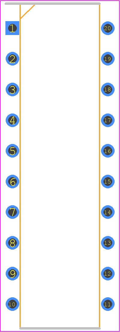 SN74AHC245N - Texas Instruments PCB footprint - Dual-In-Line Packages - Dual-In-Line Packages - N (R-PDIP-T20)