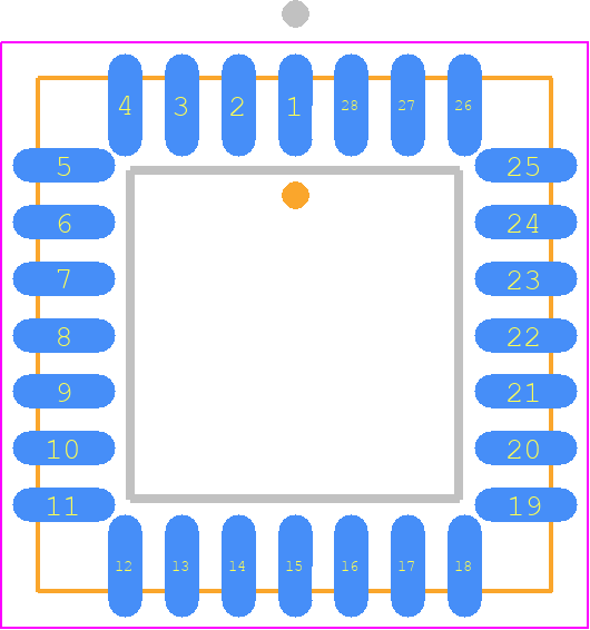 ADG506AKP - Analog Devices PCB footprint - Plastic Leaded Chip Carrier - Plastic Leaded Chip Carrier - 28-Terminal PLCC (P-28A)