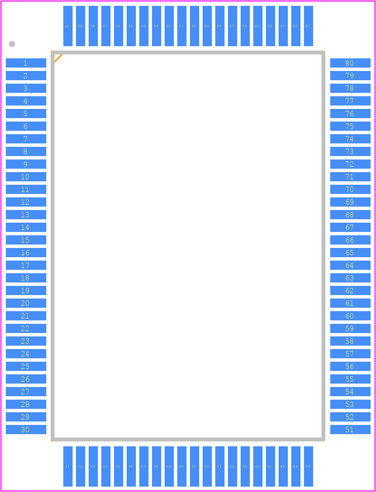 TMS320BC52PJA57 - Texas Instruments PCB footprint - Quad Flat Packages - Quad Flat Packages - PJ(R-PQFP-G100)