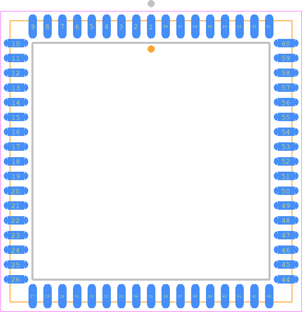 PC8477BV-1 - Texas Instruments PCB footprint - Plastic Leaded Chip Carrier - Plastic Leaded Chip Carrier - VA68A
