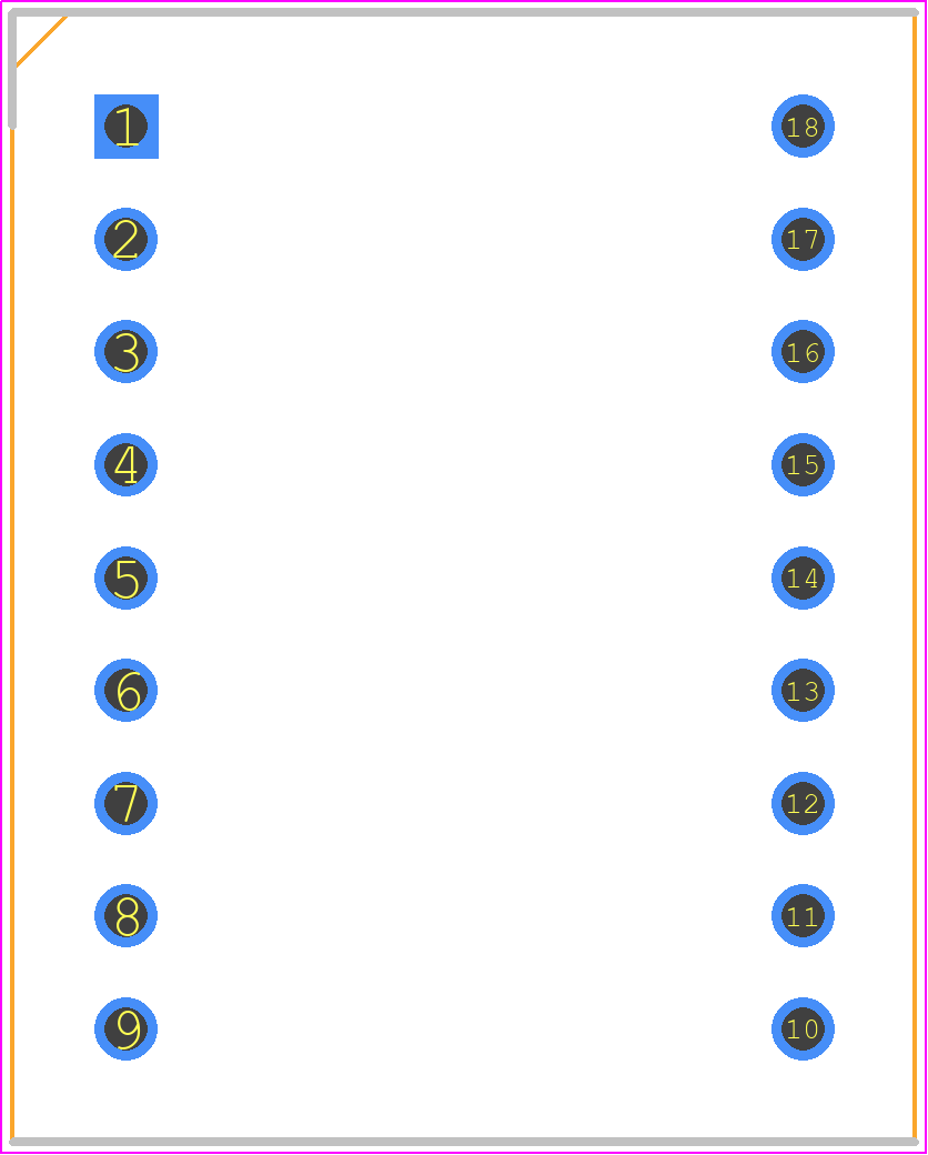 HDLS-2416 - Avago Technologies PCB footprint - Dual-In-Line Sockets - Dual-In-Line Sockets - DIL-18