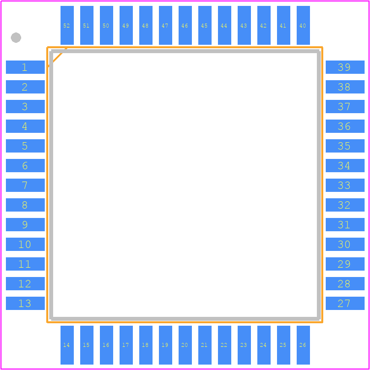 821034DNG - Renesas Electronics PCB footprint - Quad Flat Packages - Quad Flat Packages - DNG52