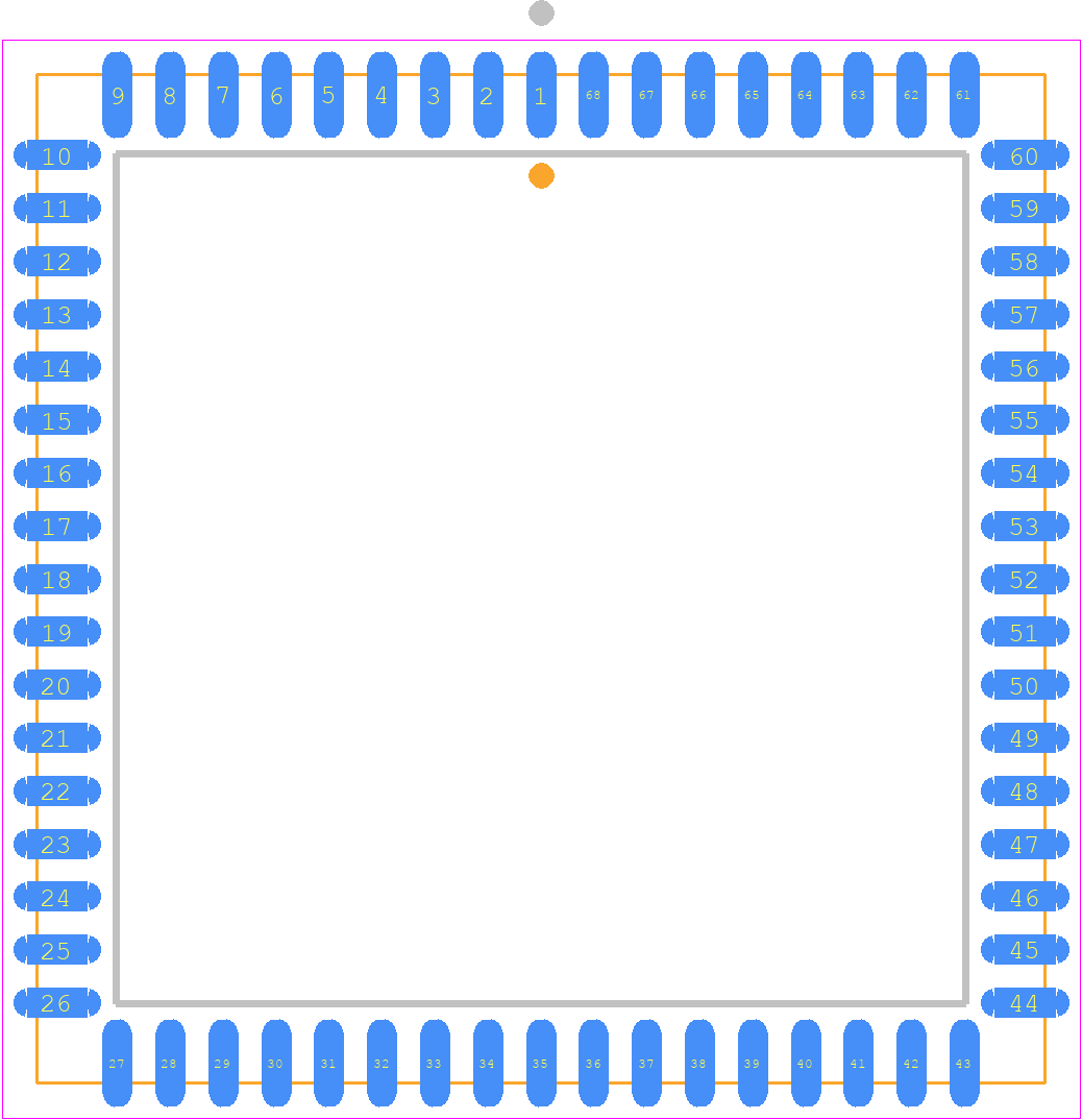 IA186XLPLC68IR2 - Analog Devices PCB footprint - Plastic Leaded Chip Carrier - Plastic Leaded Chip Carrier - 68-Lead PLCC