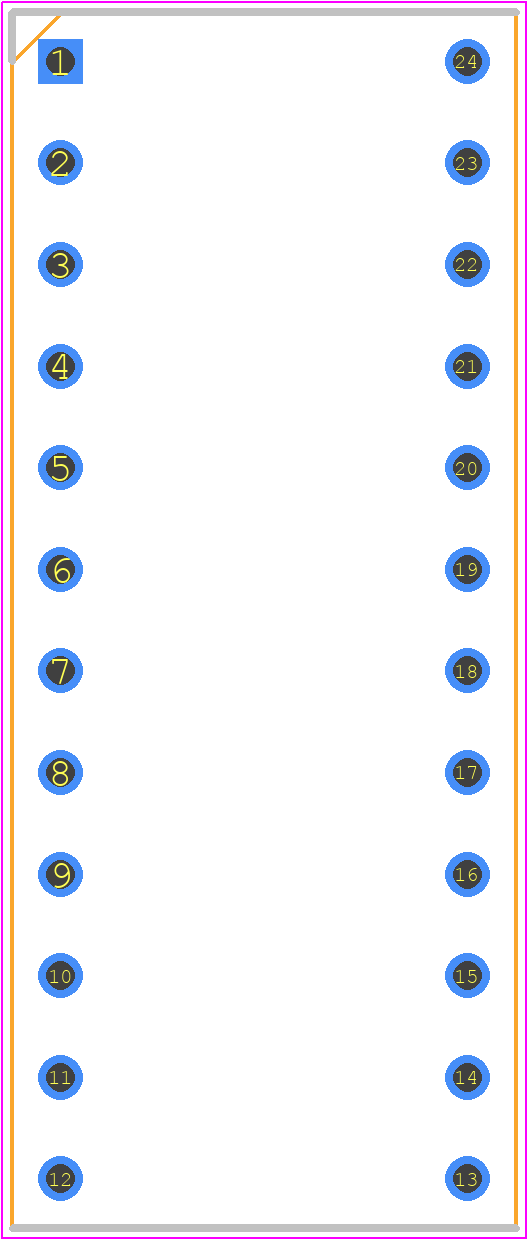 116-87-424-41-013101 - Preci-Dip PCB footprint - Dual-In-Line Sockets - Dual-In-Line Sockets - 424-41-001101