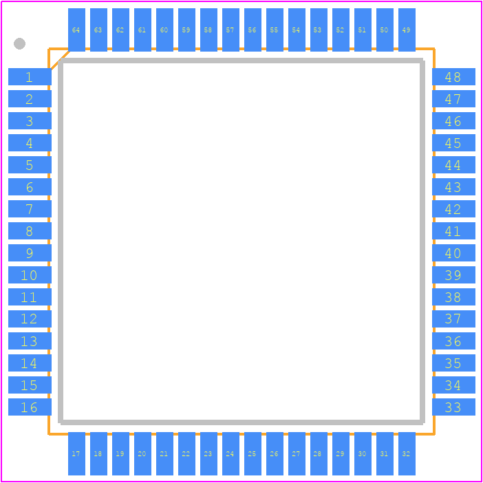 AT90CAN64-15AZ - Microchip PCB footprint - Quad Flat Packages - Quad Flat Packages - TQFP64 MD