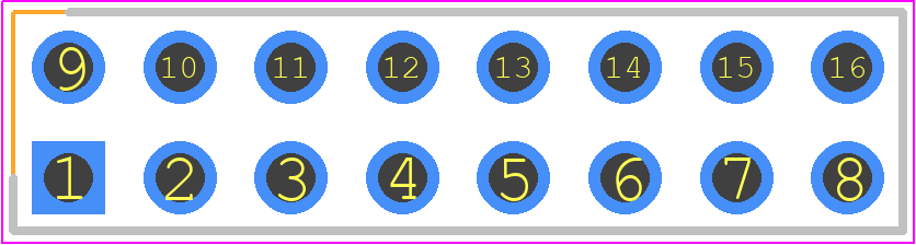 XJ8C-1611 - OMRON Electronics PCB footprint - Header, Vertical - Header, Vertical - Double-row Plugs  XJ8C-@@11