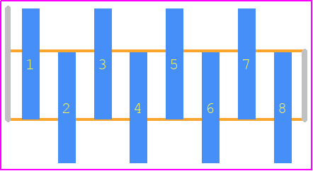 GRPB081VWTC-RC - Sullins PCB footprint - Header, Unshrouded - Single Row Staggered SMD Pin - Header, Unshrouded - Single Row Staggered SMD Pin - GRPB081VWTC-RC