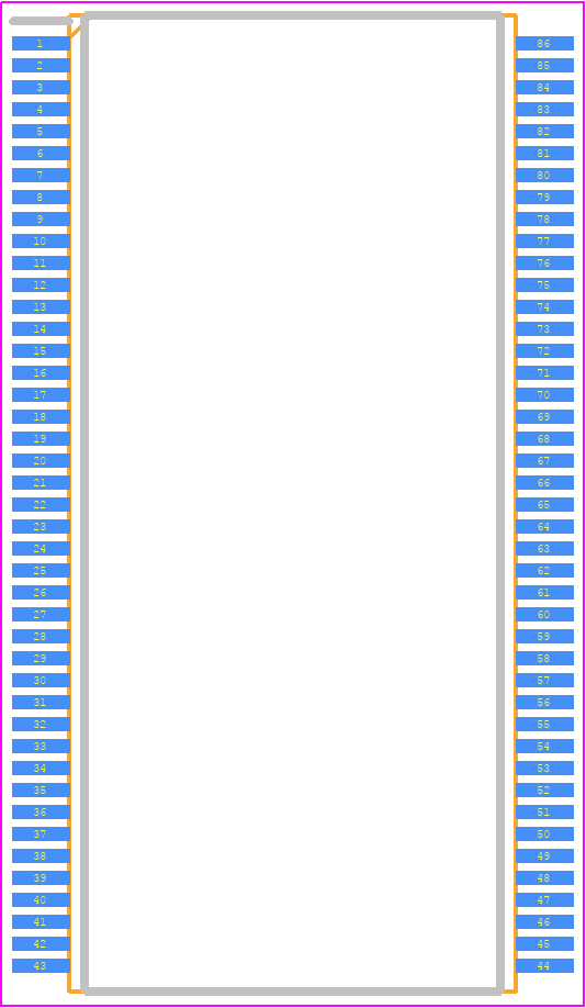 AS4C2M32SA-6TCN - Alliance Memory PCB footprint - Small Outline Packages - Small Outline Packages - . 86 Pin TSOP