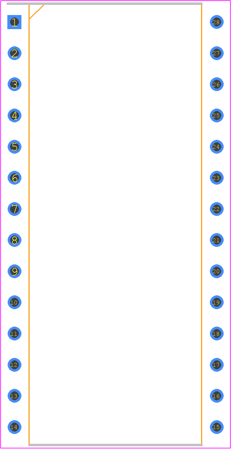 TDA1541A - NXP PCB footprint - Dual-In-Line Packages - Dual-In-Line Packages - DIP28 (SOT117-1)