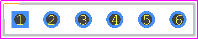 A2-6PA-2.54DSA(71) - Hirose PCB footprint - Header, Vertical - Header, Vertical - A2-6PA-2.54DSA(71)