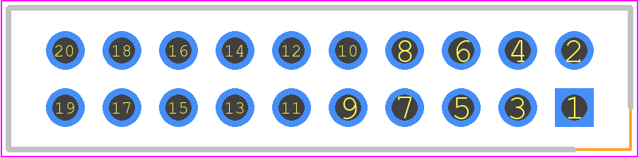 DF11-20DP-2DSA(01) - Hirose PCB footprint - Header, Shrouded - Straight PTH Box - Header, Shrouded - Straight PTH Box - DF11-20DP-2DSA(01)