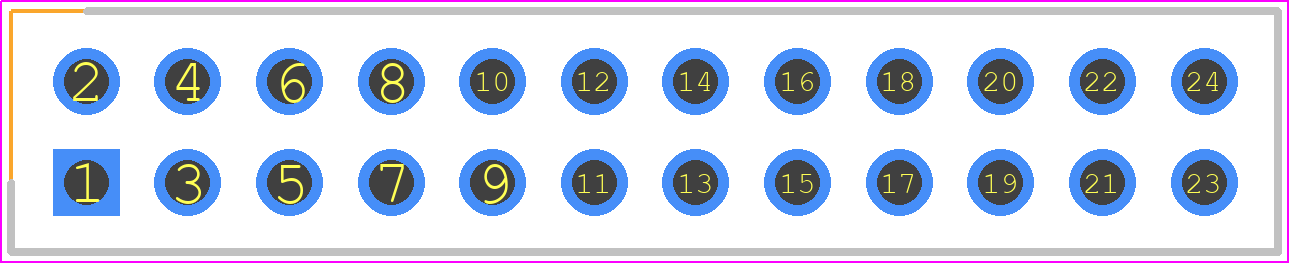 HIF3H-24PB-2.54DSA(71) - Hirose PCB footprint - Header, Vertical - Header, Vertical - HIF3H-24PB-2.54DSA(71)-1
