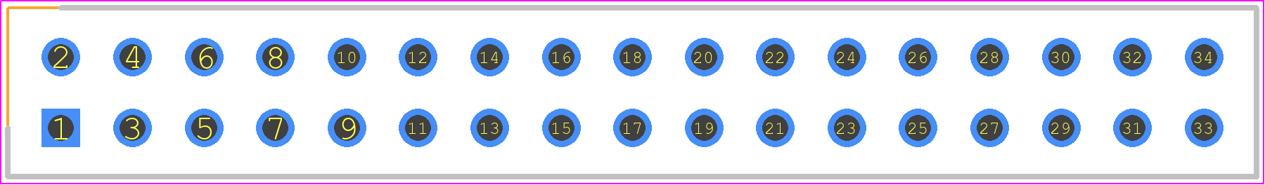 HIF3H-34PB-2.54DSA(71) - Hirose PCB footprint - Header, Vertical - Header, Vertical - HIF3H-34PB-2.54DSA(71)