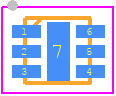 MIC94325YMT-T5 - Microchip PCB footprint - Small Outline No-lead - Small Outline No-lead - 6-pin 1.6x1.6mm TDFN (MT)