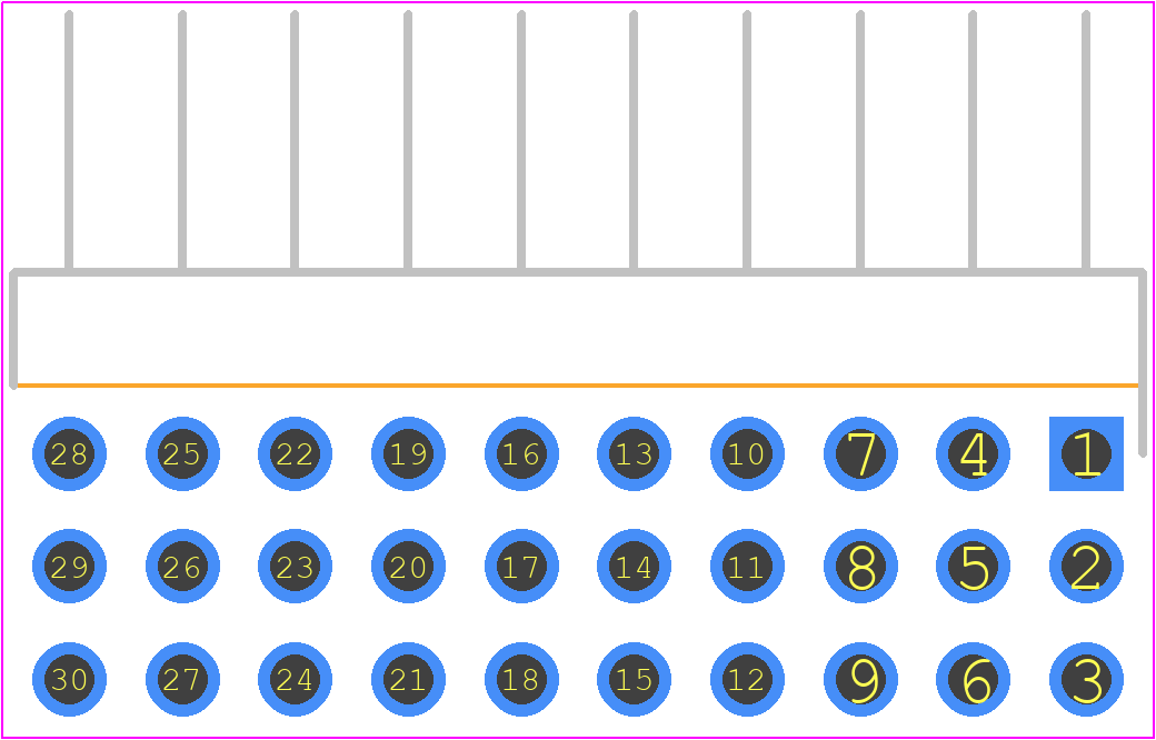 HTSW-110-08-G-T-RA - SAMTEC PCB footprint - Header, Unshrouded - Right Angle PTH Pin - Header, Unshrouded - Right Angle PTH Pin - HTSW-110-08-G-T-RA