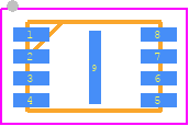 W25Q16FWUXIE TR - Winbond PCB footprint - Small Outline No-lead - Small Outline No-lead - 8-Pad USON 2x3mm (UX)