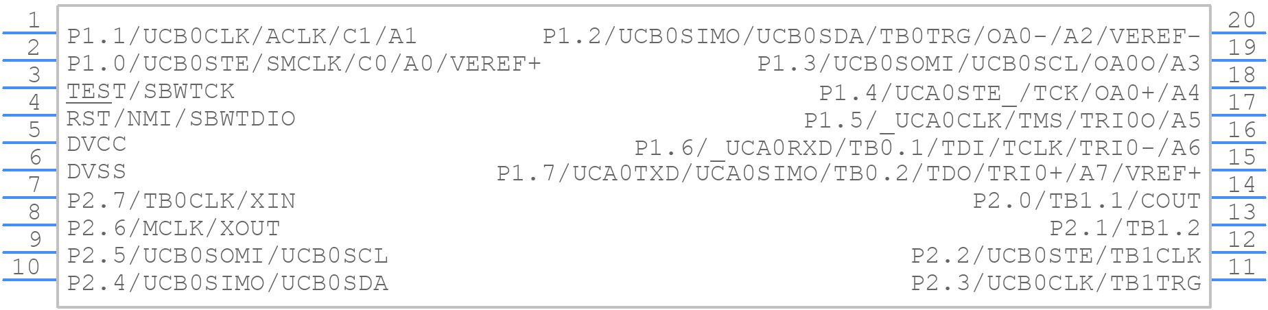 MSP430FR2310IPW20R - Texas Instruments - PCB symbol