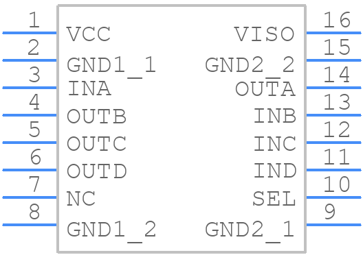 ISOW7843FDWER - Texas Instruments - PCB symbol