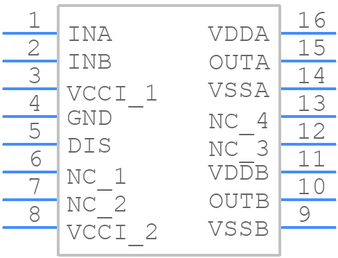 UCC21220DR - Texas Instruments - PCB symbol