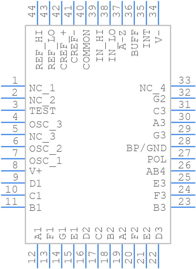 ICL7107CM44 - Renesas Electronics - PCB symbol