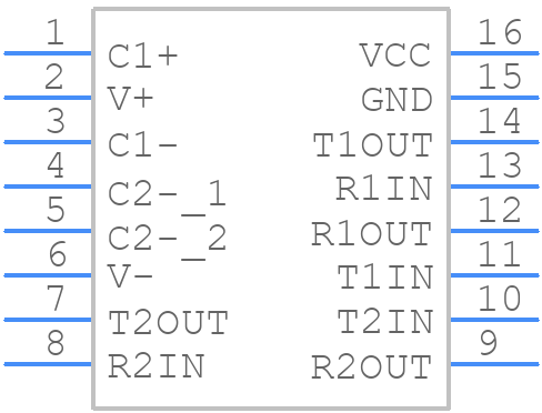 MAX232ECPE+ - Analog Devices - PCB symbol