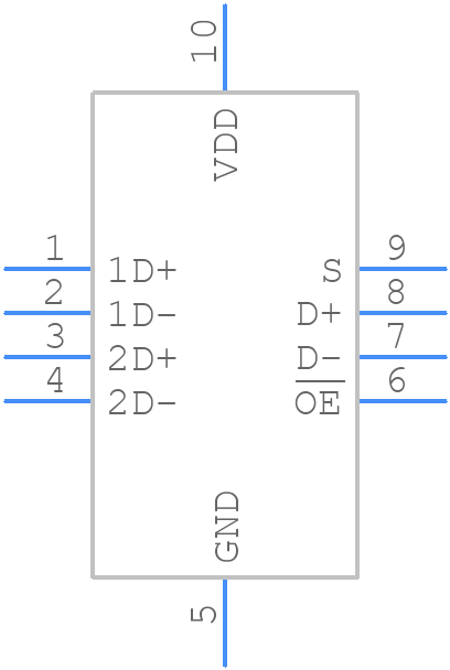PI3USB221EZUAEX - Diodes Incorporated - PCB symbol
