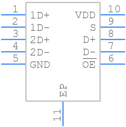 PI3USB221EZWEX - Diodes Incorporated - PCB symbol