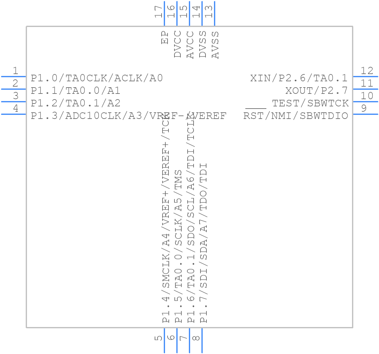 MSP430G2332IRSA16T - Texas Instruments - PCB symbol