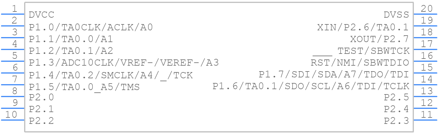 MSP430G2432IPW20R - Texas Instruments - PCB symbol