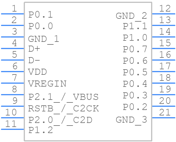 EFM8UB30F40G-A-QFN20 - Silicon Labs - PCB symbol