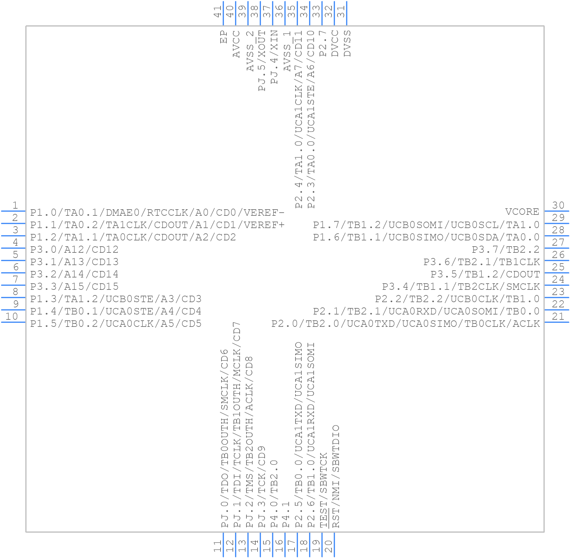 MSP430FR5731IRHAR - Texas Instruments - PCB symbol