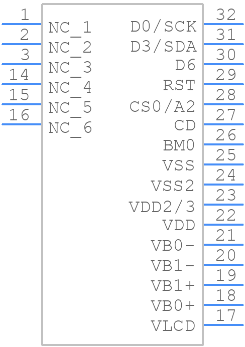 EA DOGXL160B-7 - Display Visions - PCB symbol