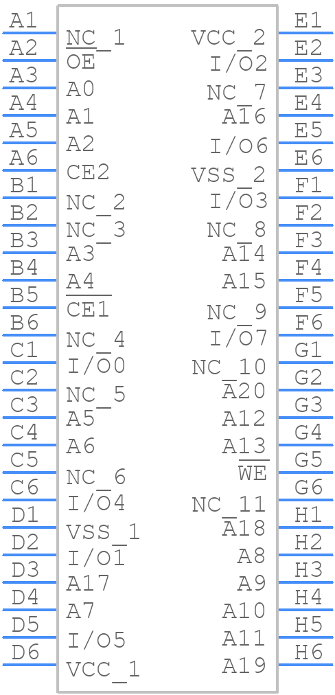 CY62168EV30LL-45BVXI - Infineon - PCB symbol