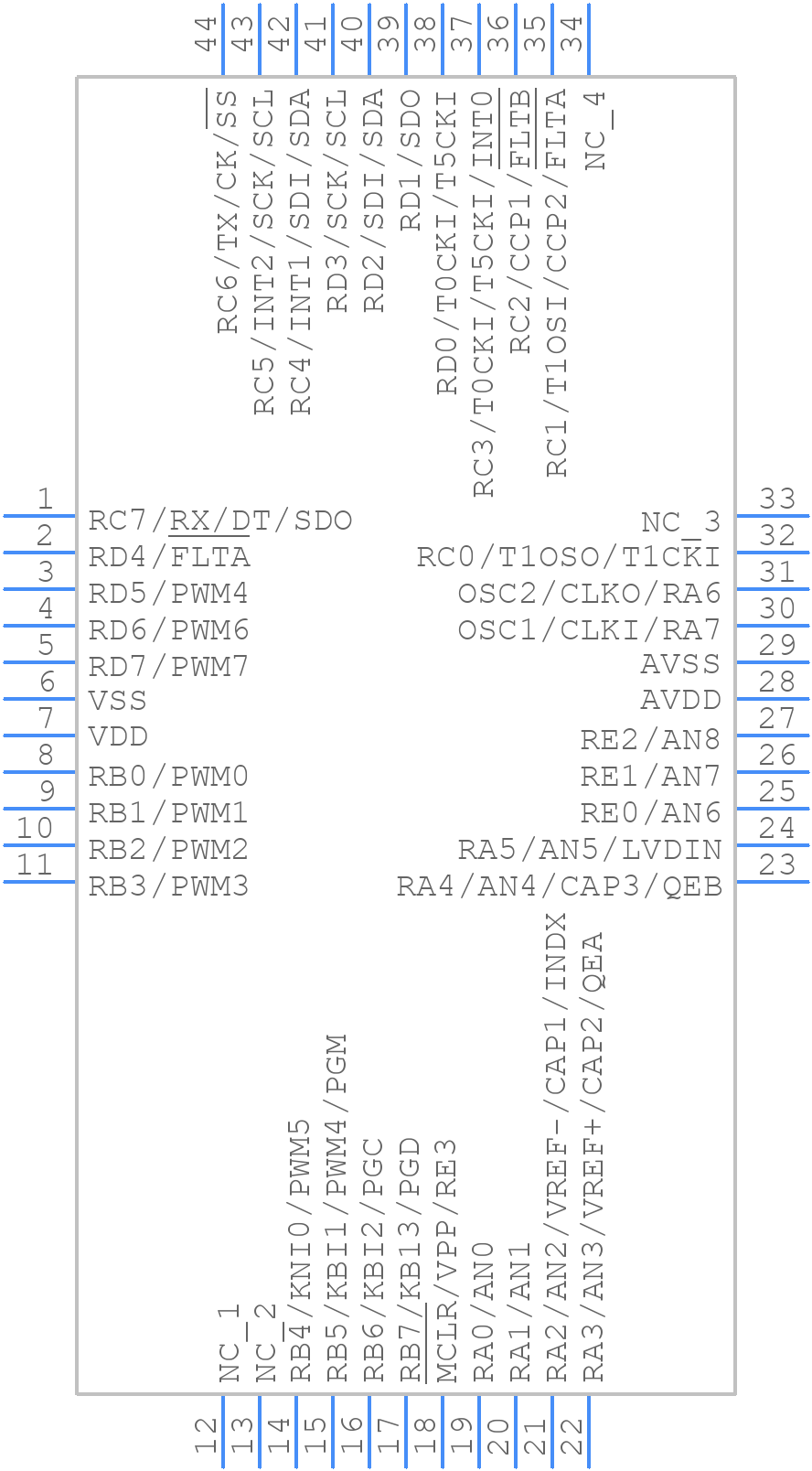 PIC18F4431T-I/PT - Microchip - PCB symbol