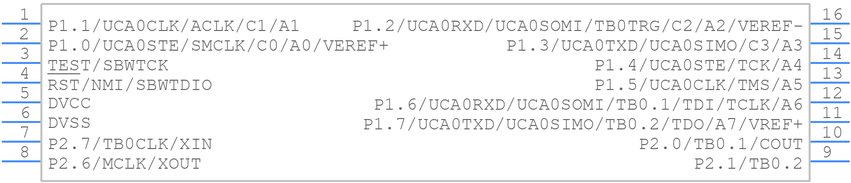 MSP430FR2000IPW16 - Texas Instruments - PCB symbol