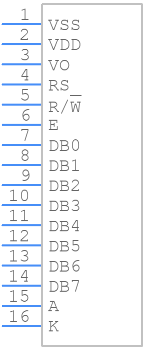 LCM-H01604DSF - Lumex - PCB symbol