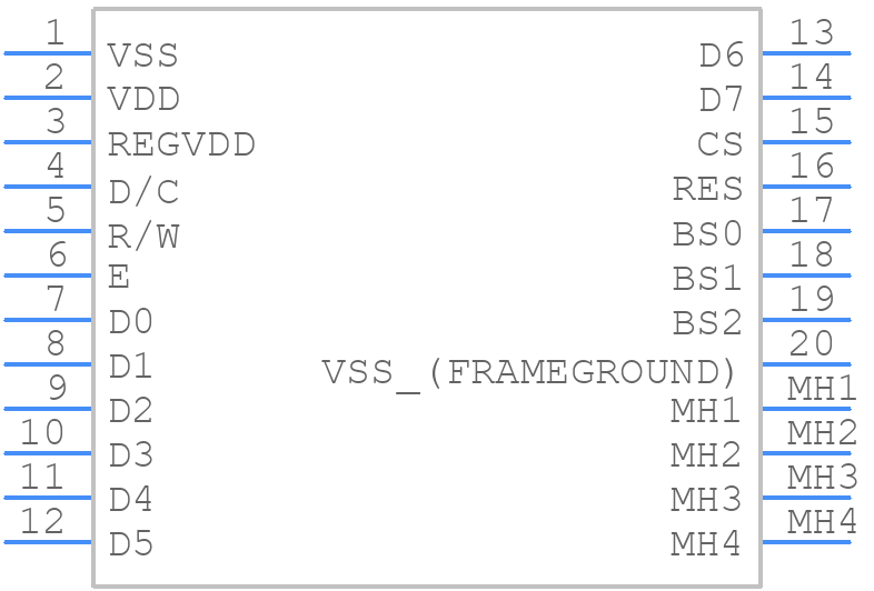 NHD-0220CW-AG3 - Newhaven Display - PCB symbol