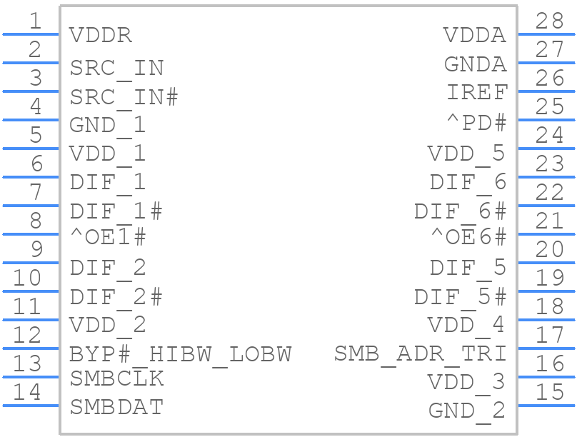 9DB436AGILFT - Renesas Electronics - PCB symbol