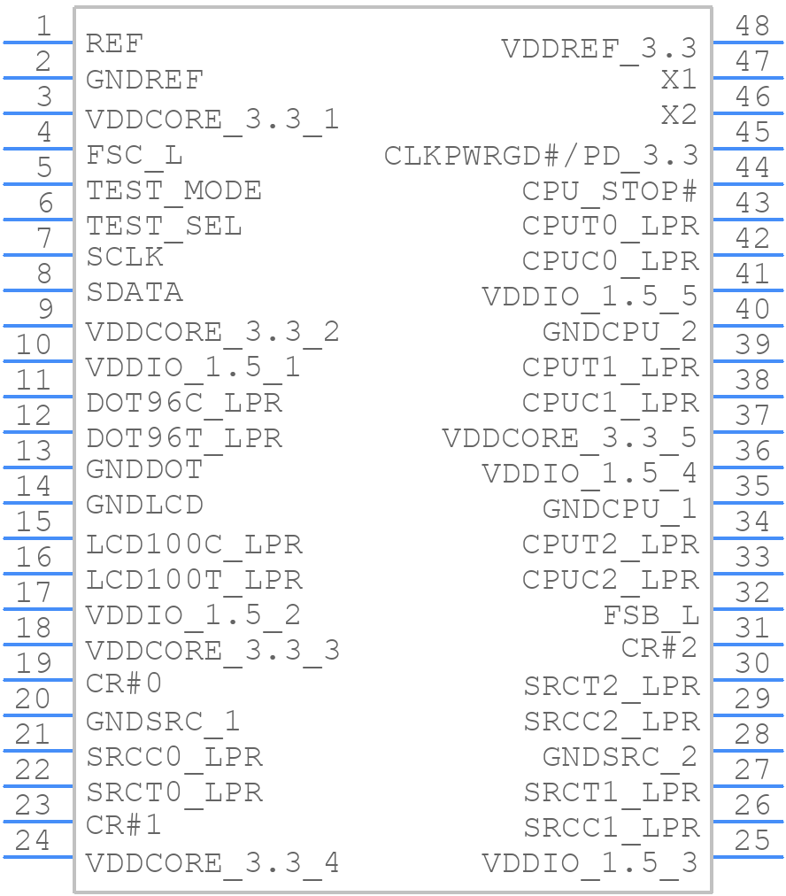 9EMS9633BFILFT - Renesas Electronics - PCB symbol