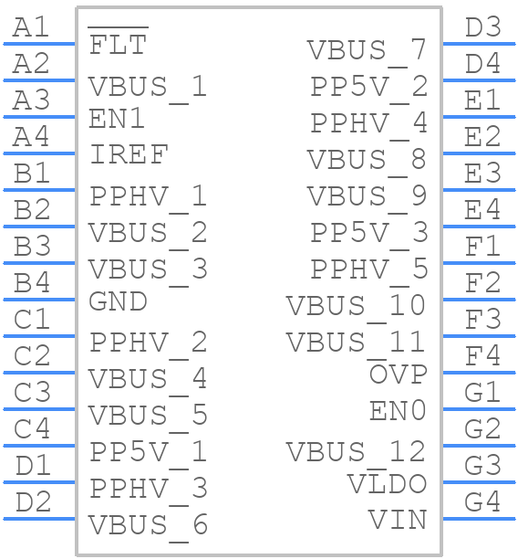 TPS66020YBGR - Texas Instruments - PCB symbol