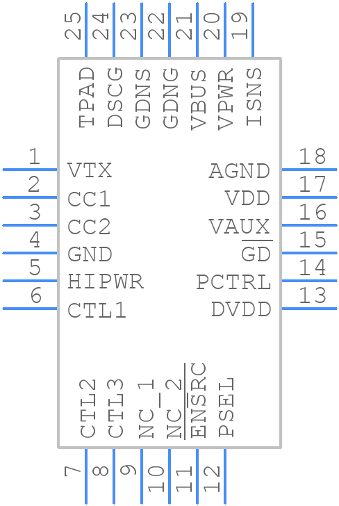 TPS25740BRGET - Texas Instruments - PCB symbol