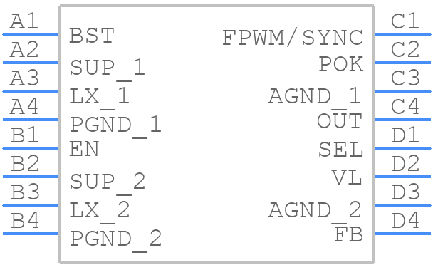 MAX77504AAWE+ - Analog Devices - PCB symbol