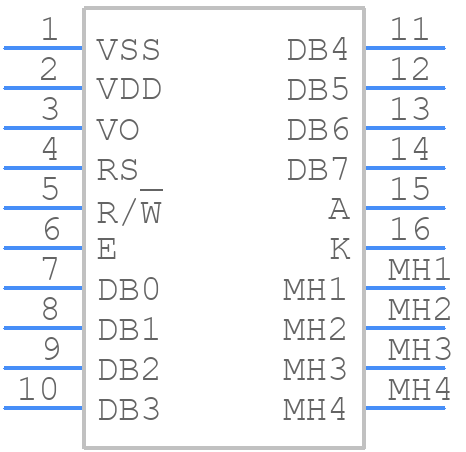 162H DC BW-3LP - Displaytech - PCB symbol